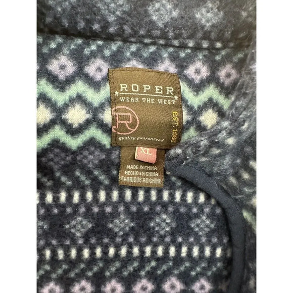 Kids Roper Fleece Jacket XL Blues Zip Up  Warm Child’s Size Aztec - Picture 2 of 5